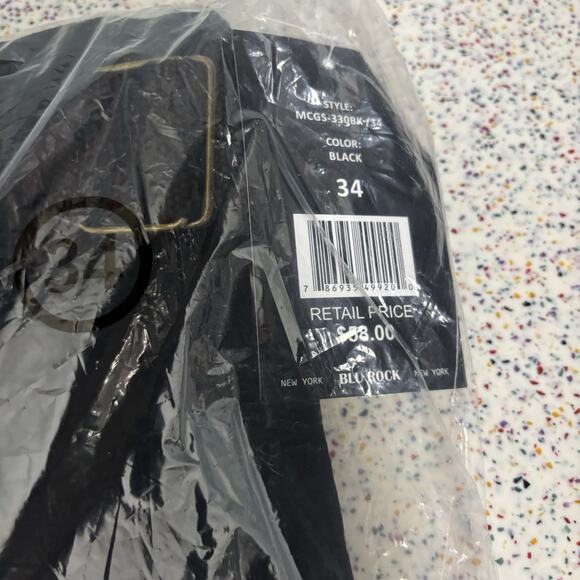 NWT BLU NEW YORK 10" INSEAM CARGO POCKET W/BELT SHORTS MEN BLACK 34 - Picture 4 of 5